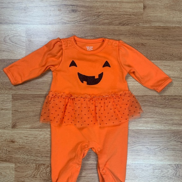Carter's Halloween Jack O Lantern Pumpkin Tutu Sleep N Play Bodysuit Baby Girl - Picture 5 of 13